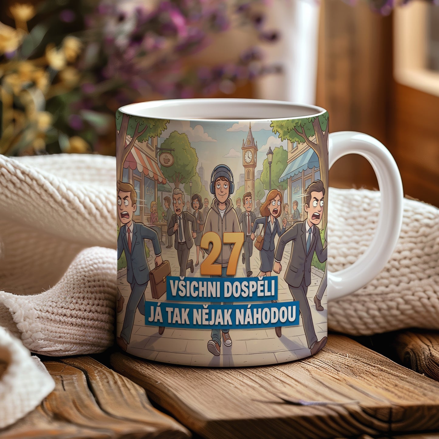 Narozeninový hrnek 27 let – VŠICHNI DOSPĚLI JÁ TAK NĚJAK NÁHODOU