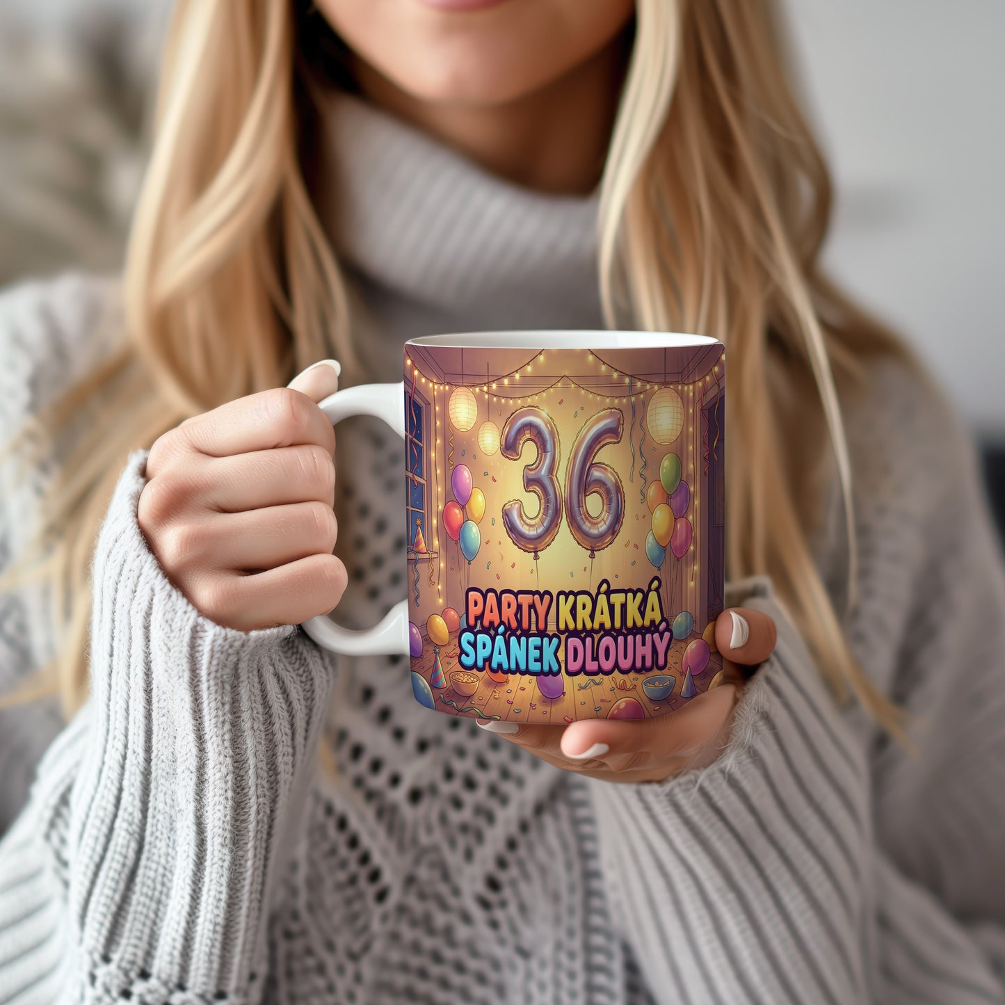 Narozeninový hrnek 36 let – PARTY KRÁTKÁ, SPÁNEK DLOUHÝ