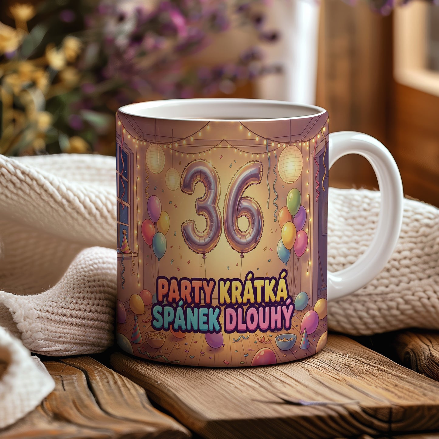 Narozeninový hrnek 36 let – PARTY KRÁTKÁ, SPÁNEK DLOUHÝ