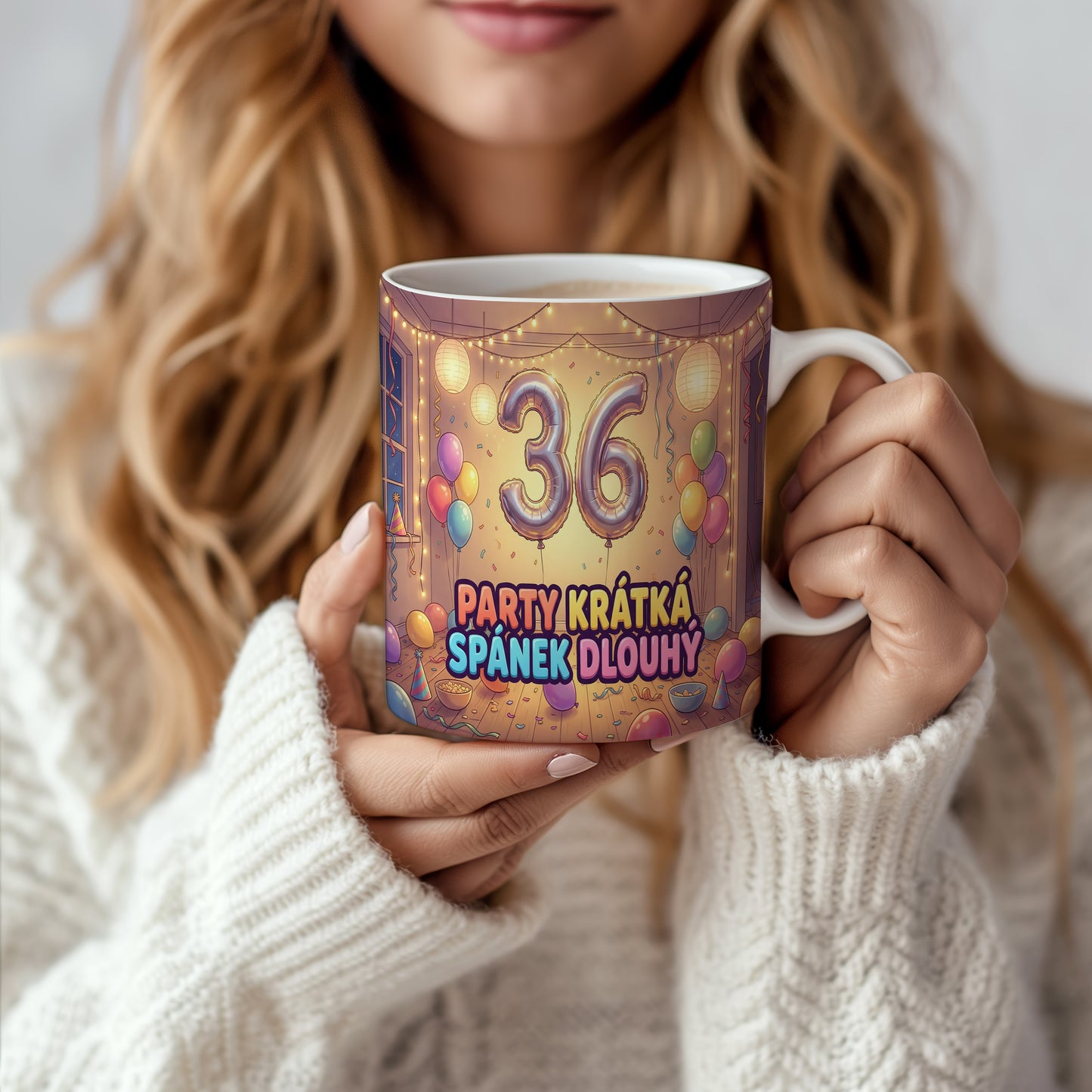 Narozeninový hrnek 36 let – PARTY KRÁTKÁ, SPÁNEK DLOUHÝ