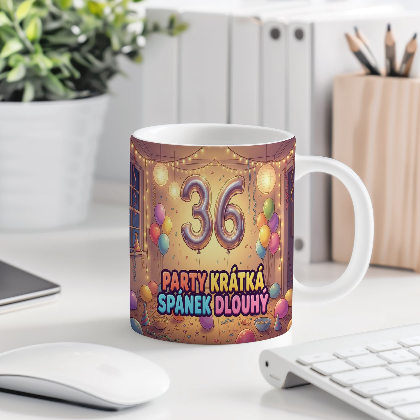 Narozeninový hrnek 36 let – PARTY KRÁTKÁ, SPÁNEK DLOUHÝ