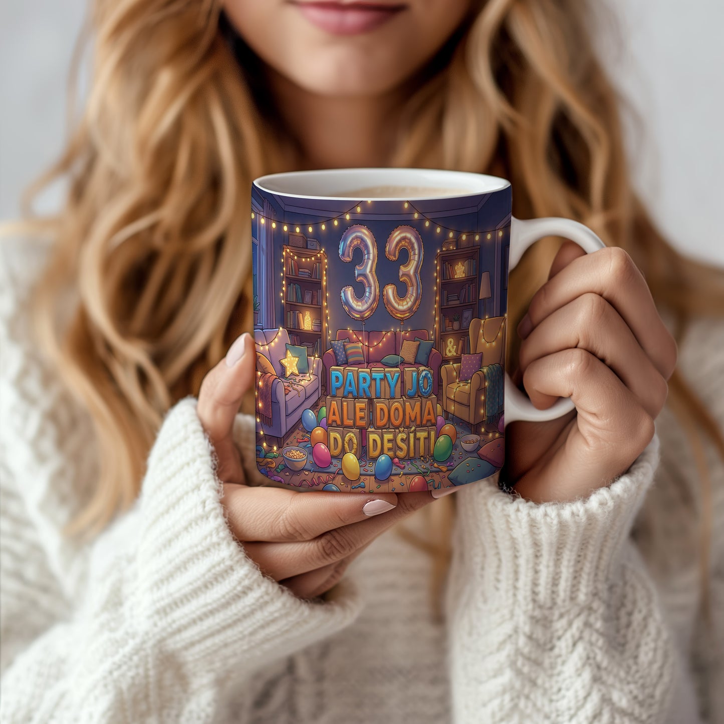 Narozeninový hrnek 33 let – PARTY JO ALE DOMA DO DESETI