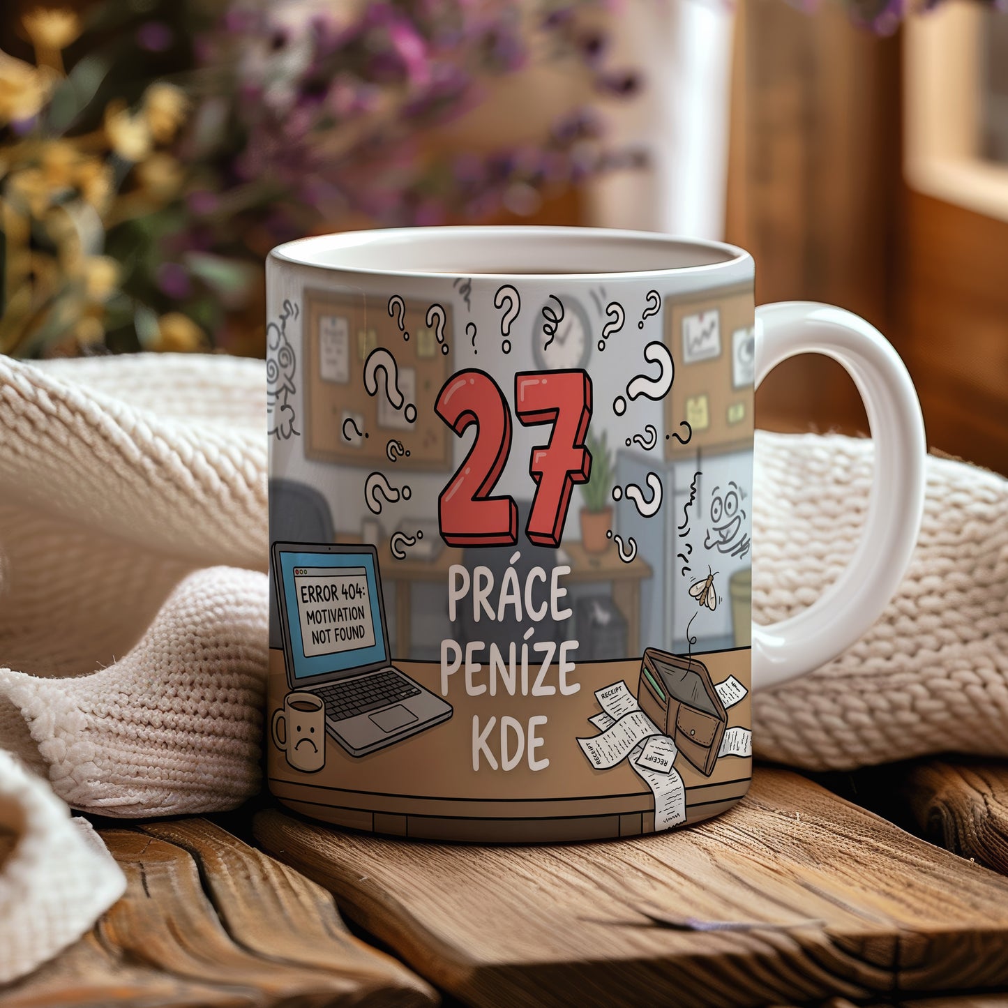 Narozeninový hrnek 27 let – PRÁCE PENÍZE KDE