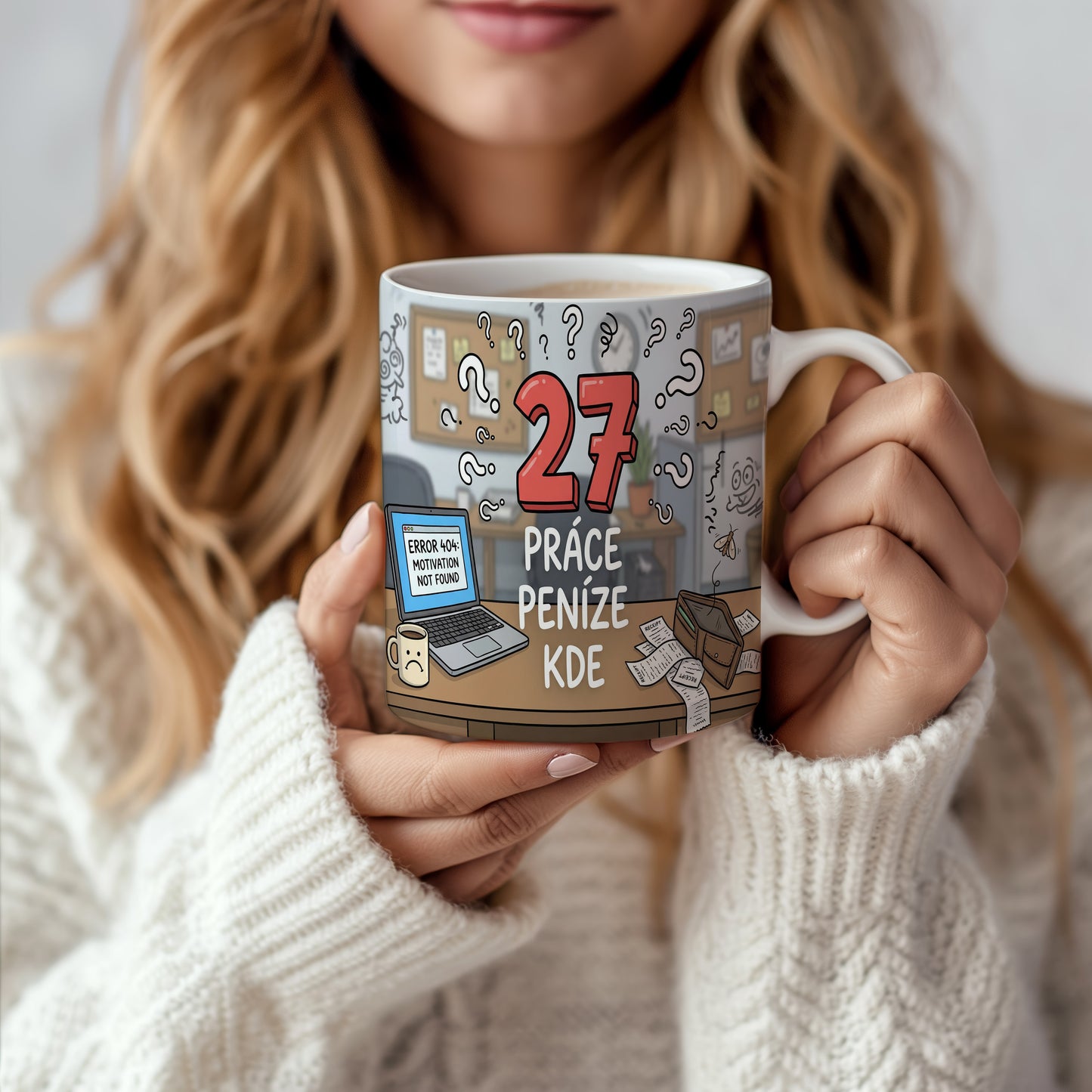 Narozeninový hrnek 27 let – PRÁCE PENÍZE KDE