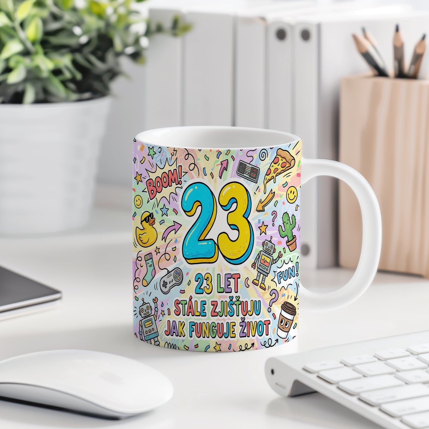 Narozeninový hrnek 23 let – 23 LET STÁLE ZJIŠŤUJU JAK FUNGUJE ŽIVOT