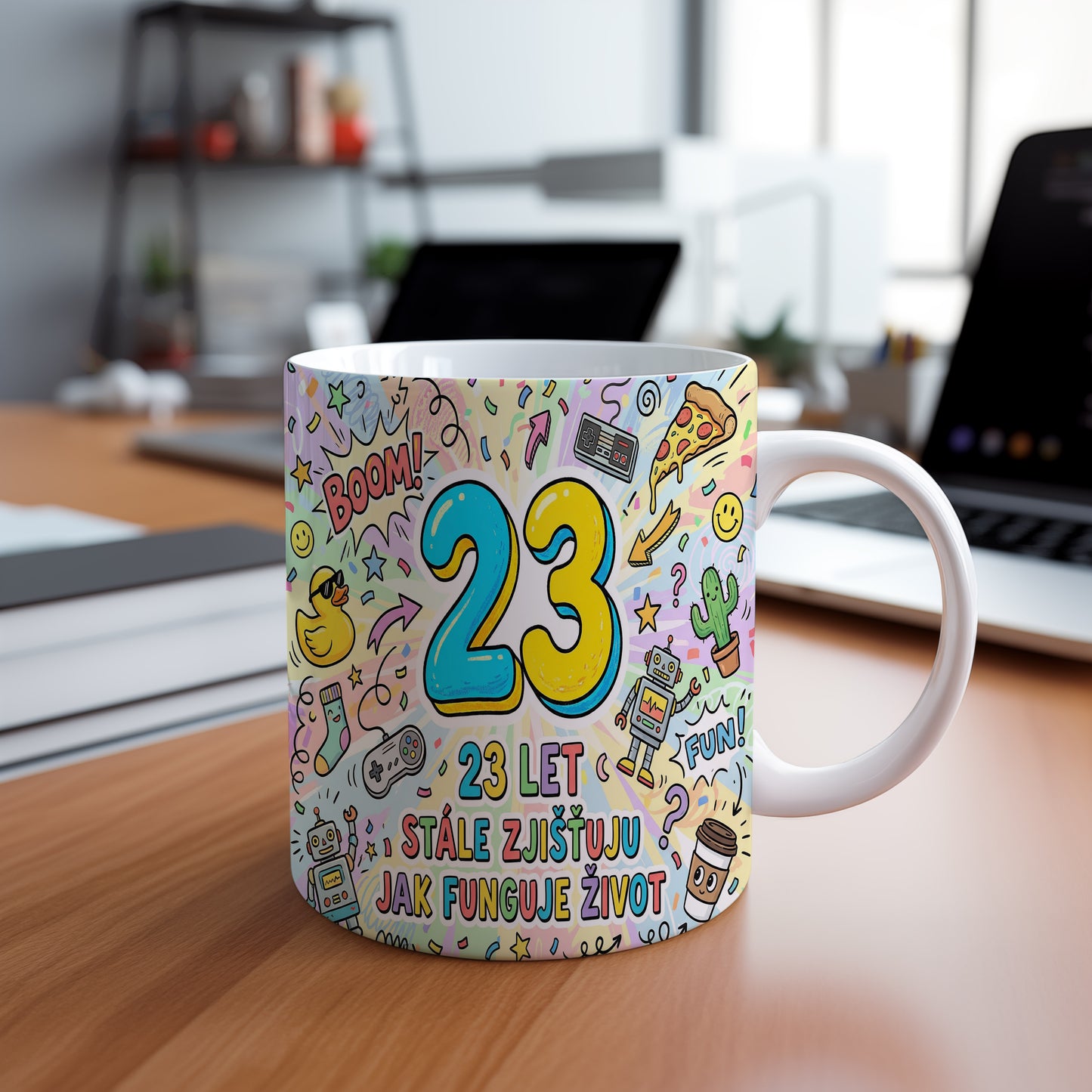 Narozeninový hrnek 23 let – 23 LET STÁLE ZJIŠŤUJU JAK FUNGUJE ŽIVOT