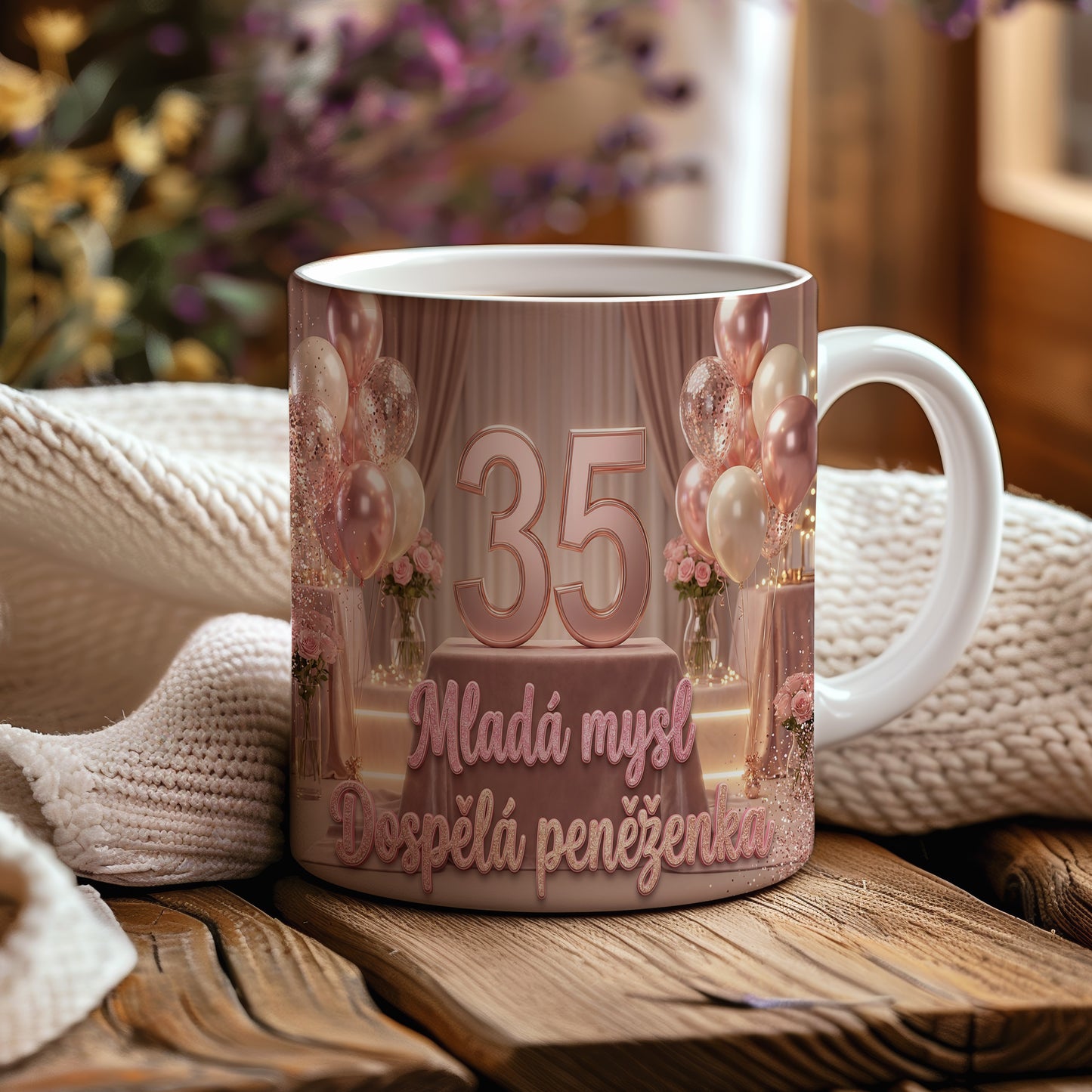 Narozeninový hrnek 35 let – Mladá mysl, Dospělá peněženka