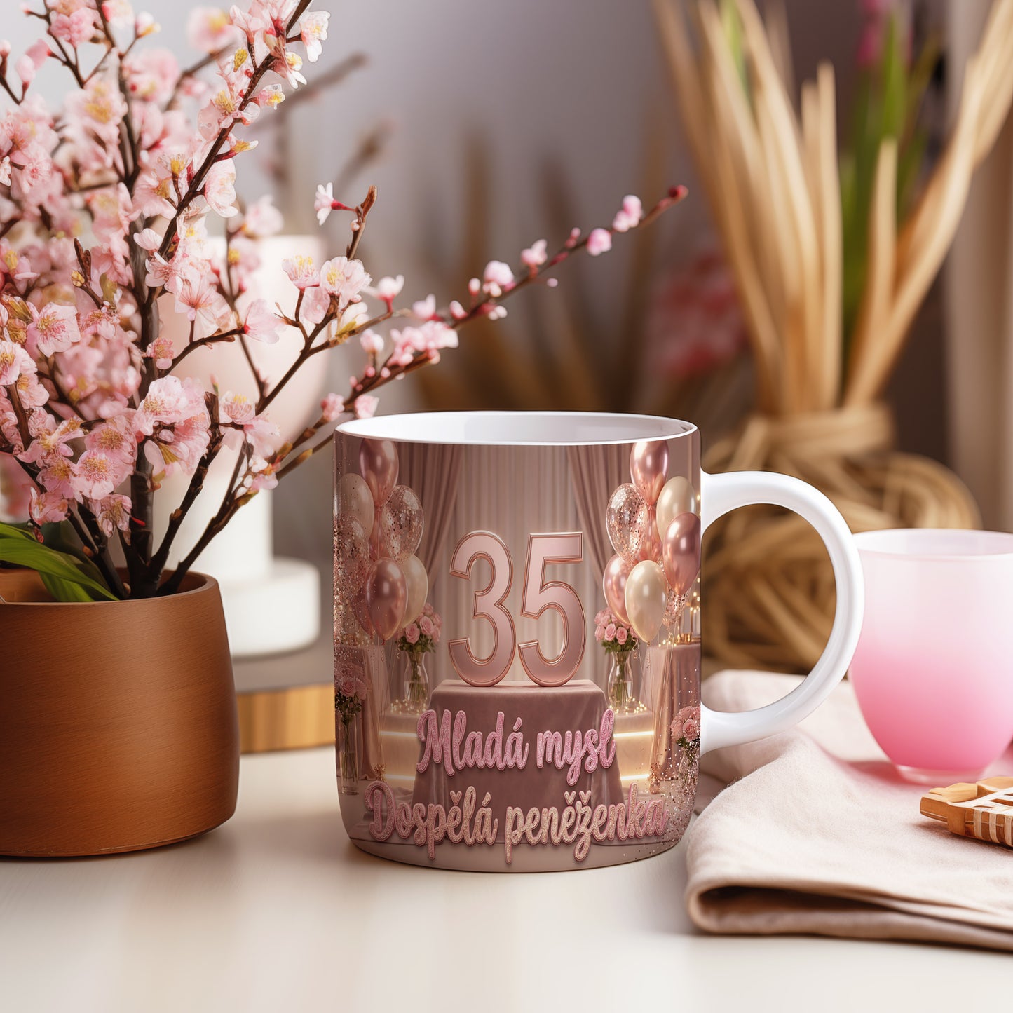Narozeninový hrnek 35 let – Mladá mysl, Dospělá peněženka