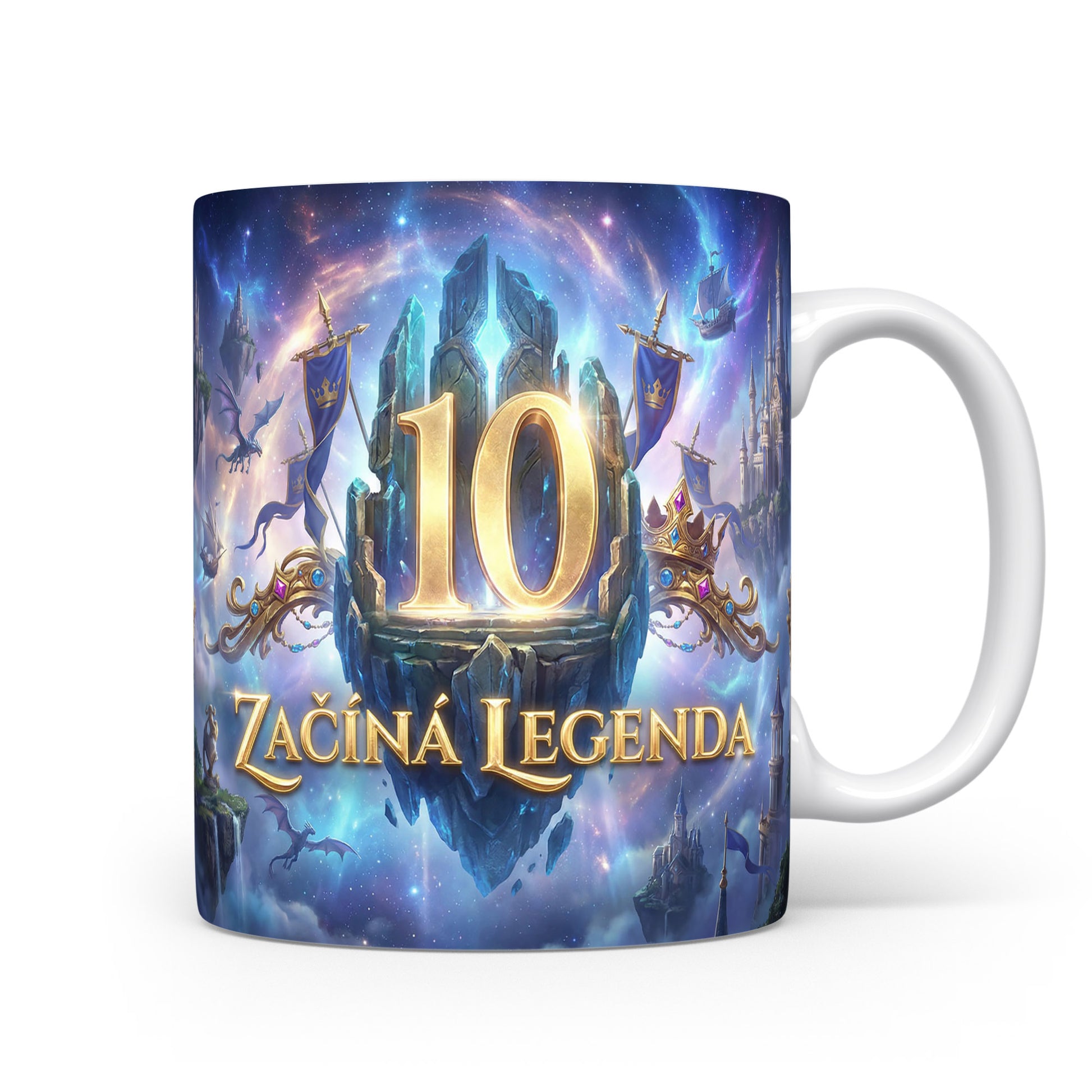 Hrnček s nápisem 10 ZAČÍNÁ LEGENDA