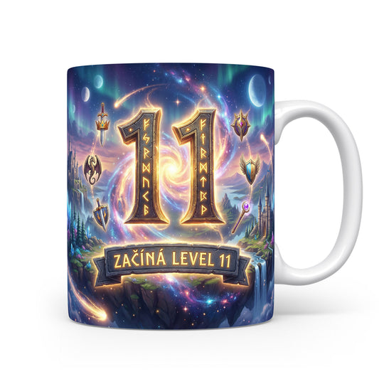 Hrnček s nápisem ZAČÍNÁ LEVEL 11