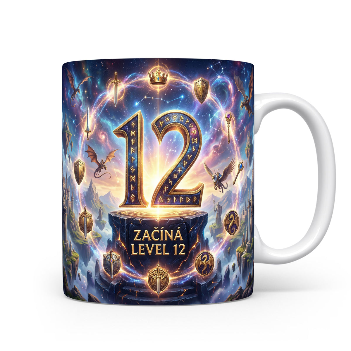 Hrnček s nápisem ZAČÍNÁ LEVEL 12