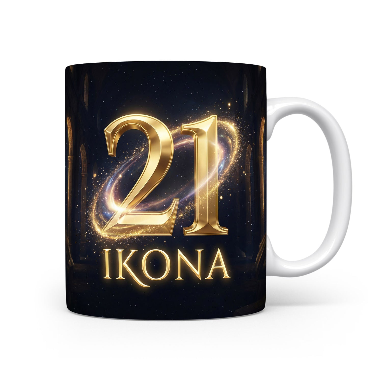 Hrnček s číslem 21 a nápisem IKONA