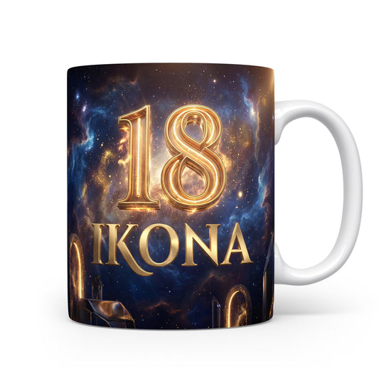Narozeninový hrnek s číslem 18 a nápisem IKONA