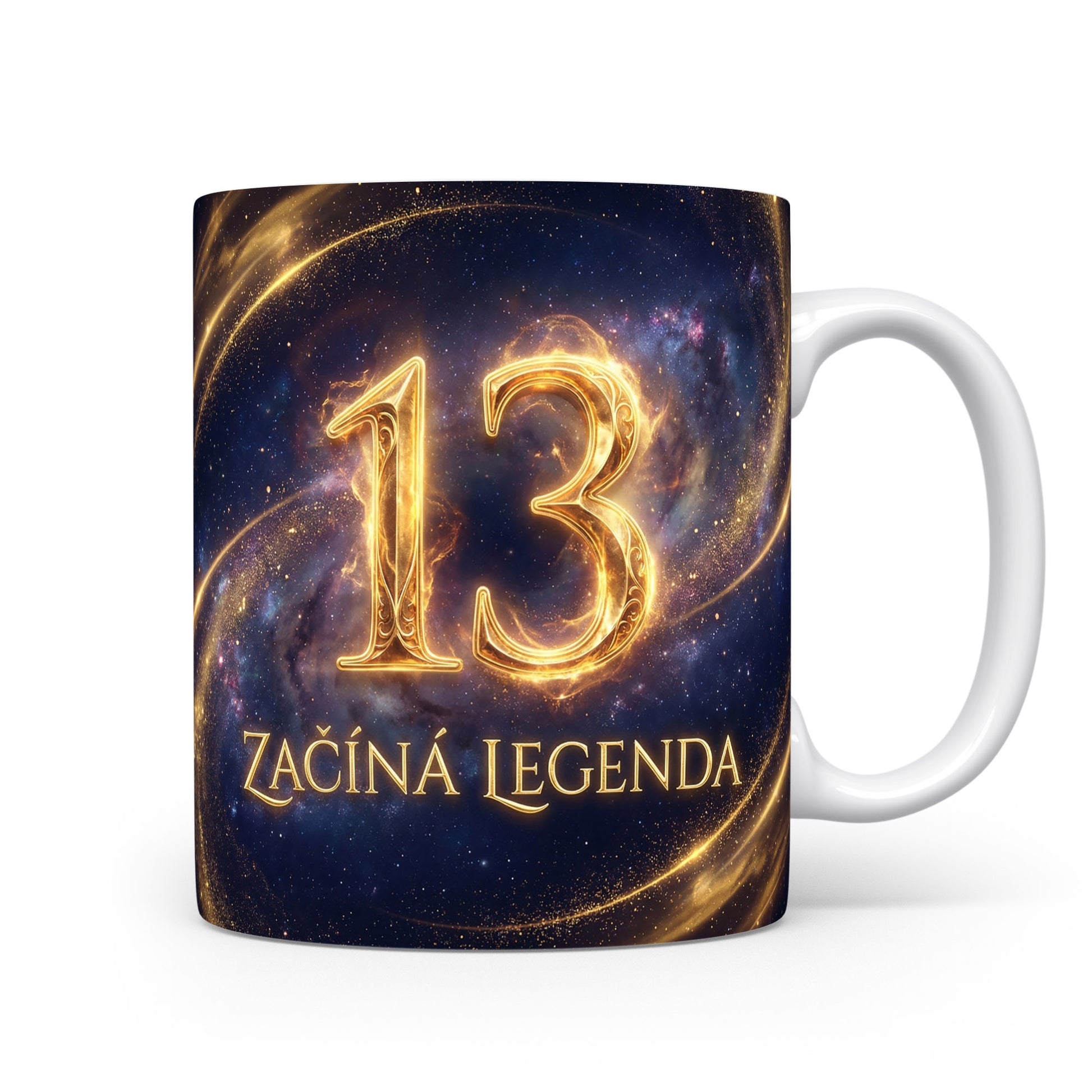 Hrnček s číslem 13 a nápisem ZAČÍNÁ LEGENDA