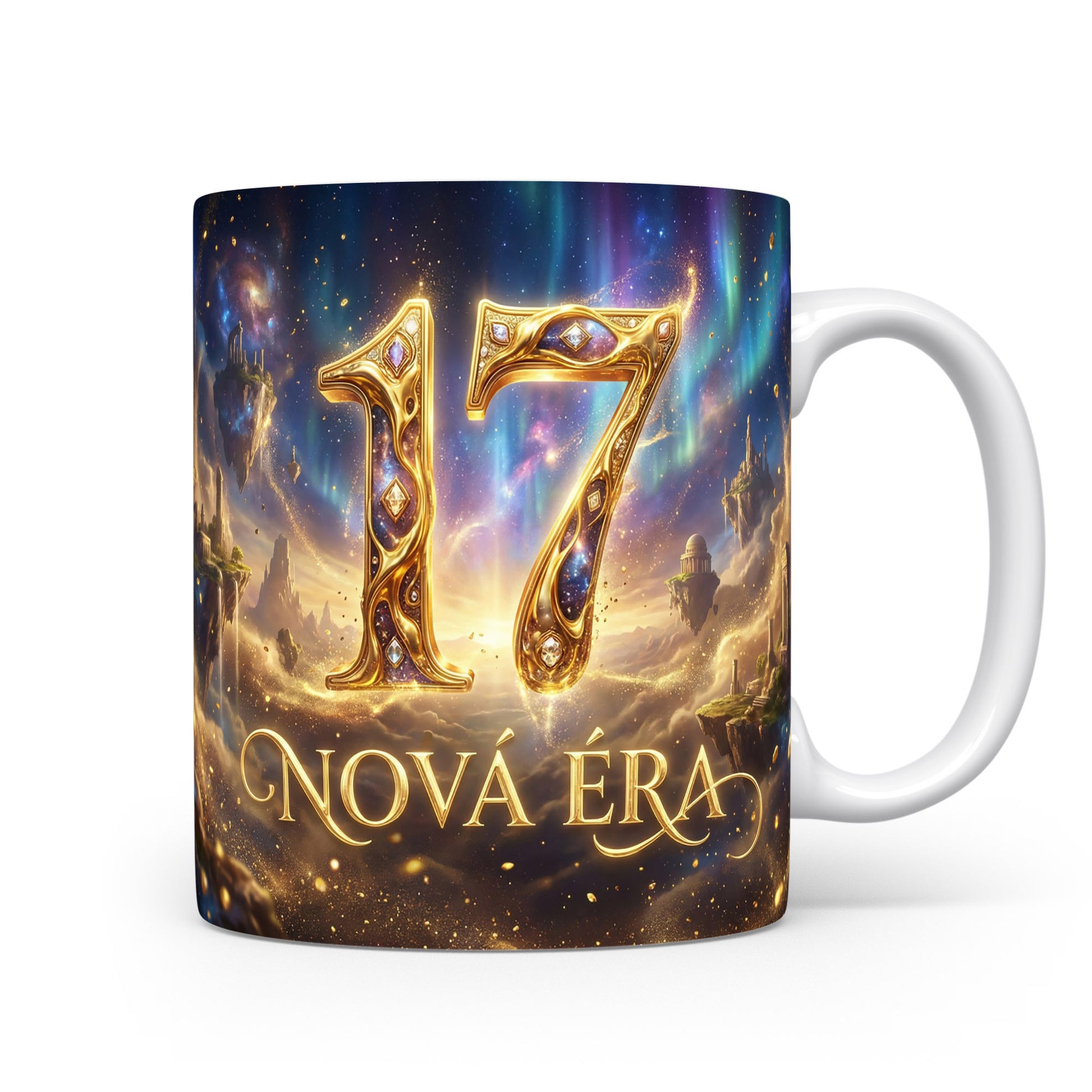 Hrnček s číslem 17 a nápisem NOVÁ ÉRA