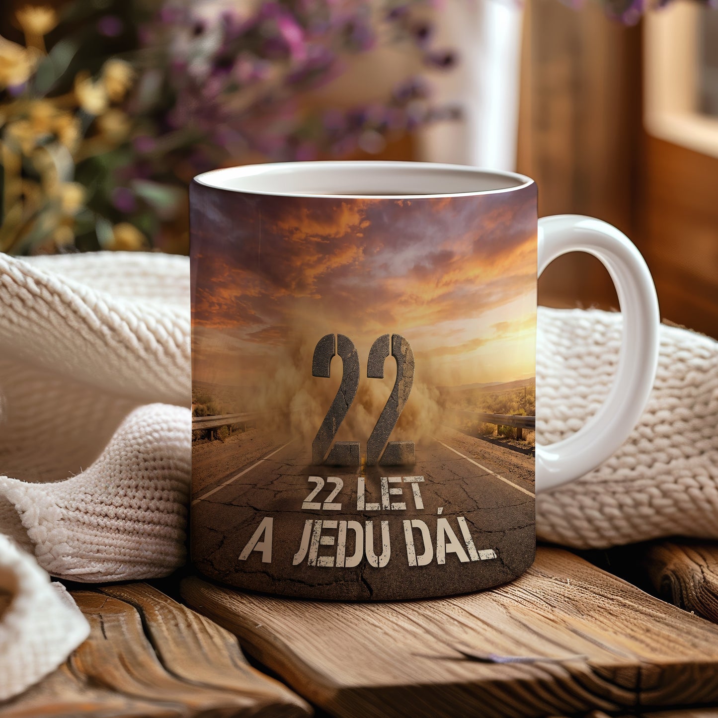 Narozeninový hrnek 22 let – 22 LET, A JEDU DÁL