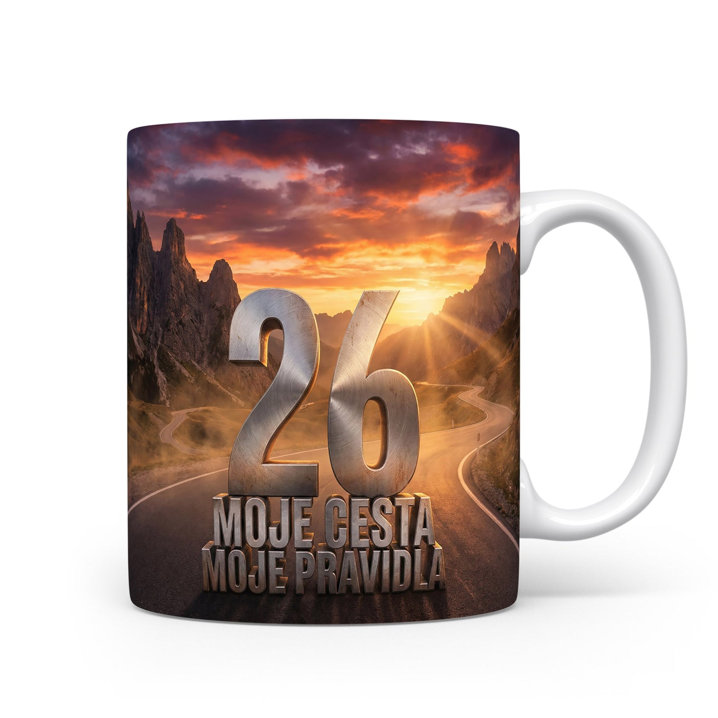 Narozeninový hrnek s číslem 26 a sloganem
