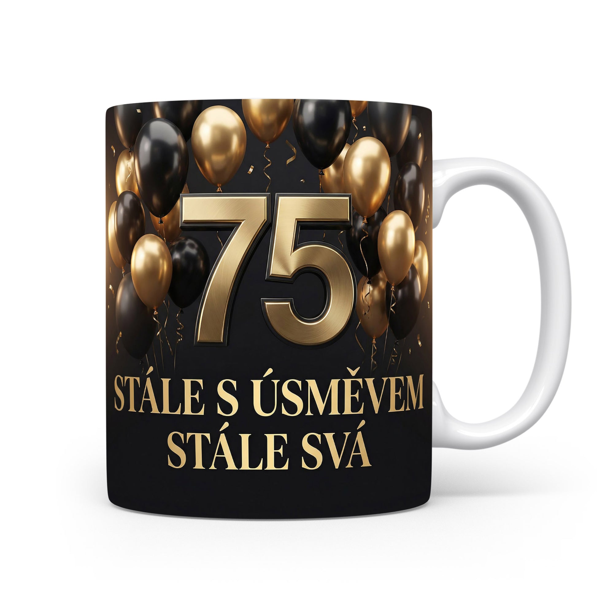 Narozeninový hrnek s věkem 75