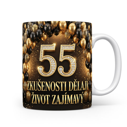 Narozeninový hrnek s věkem 55
