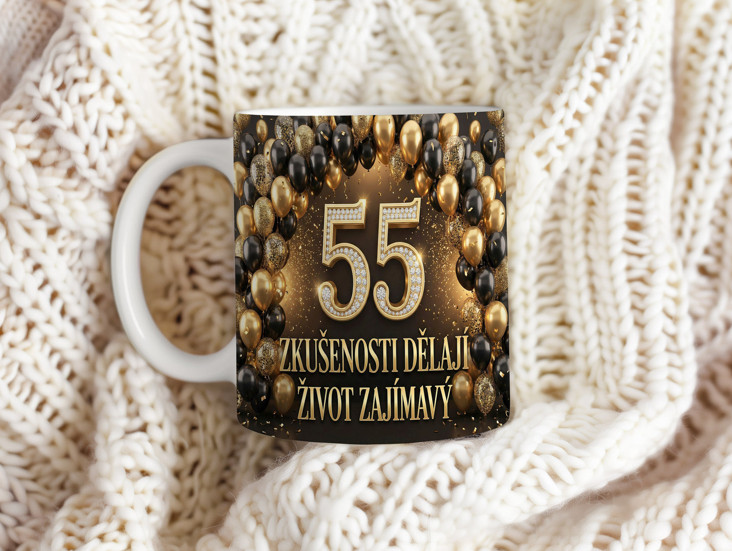 Narozeninový hrnek 55 let – ZKUŠENOSTI DĚLAJÍ ŽIVOT ZAJÍMAVÝ