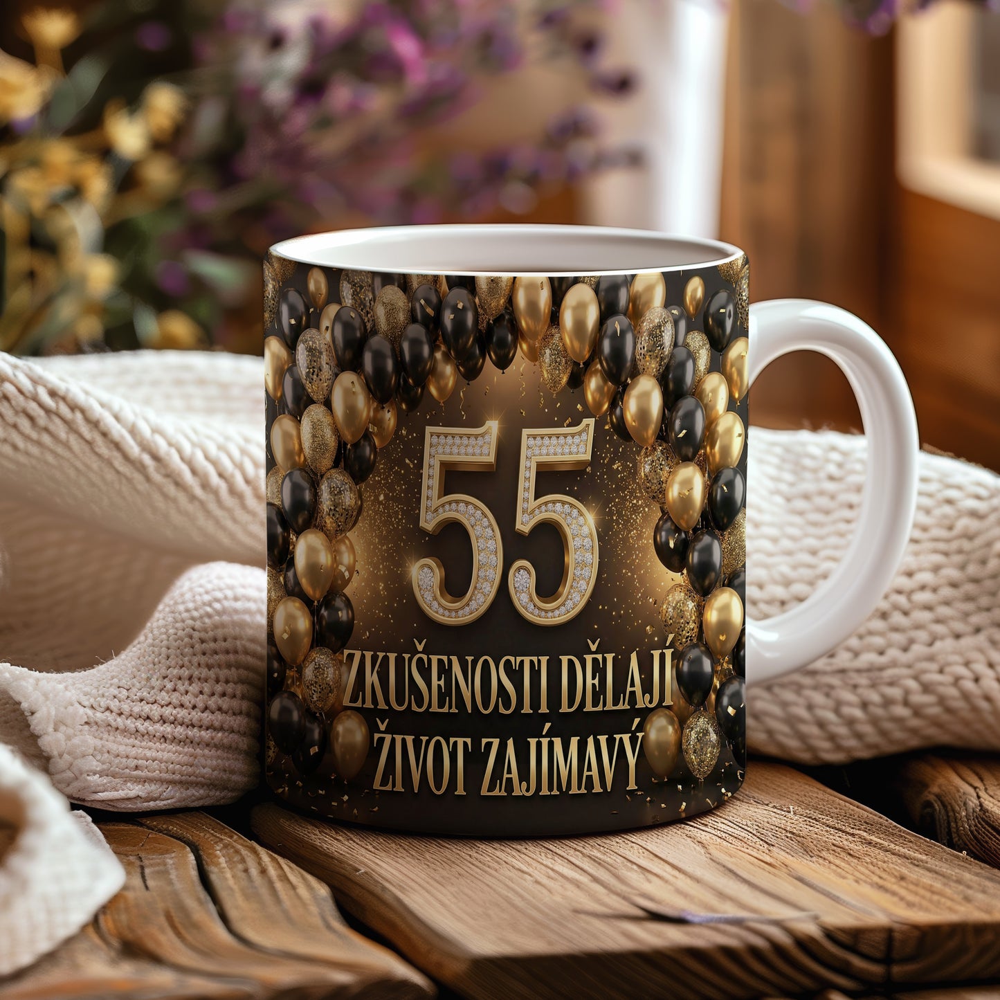 Narozeninový hrnek 55 let – ZKUŠENOSTI DĚLAJÍ ŽIVOT ZAJÍMAVÝ