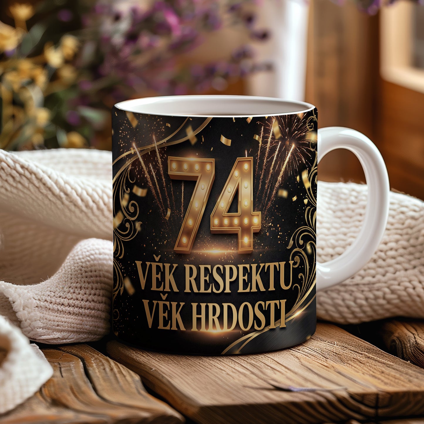 Narozeninový hrnek 74 let – VĚK RESPEKTU VĚK HRDOSTI