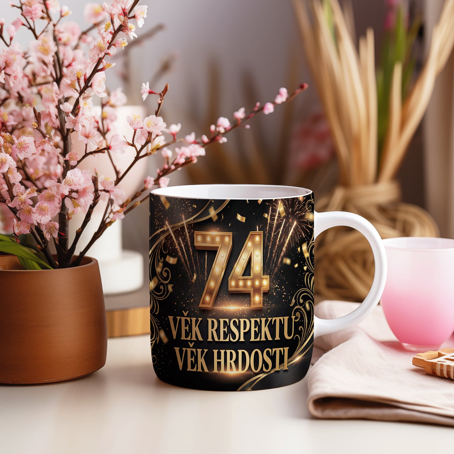 Narozeninový hrnek 74 let – VĚK RESPEKTU VĚK HRDOSTI