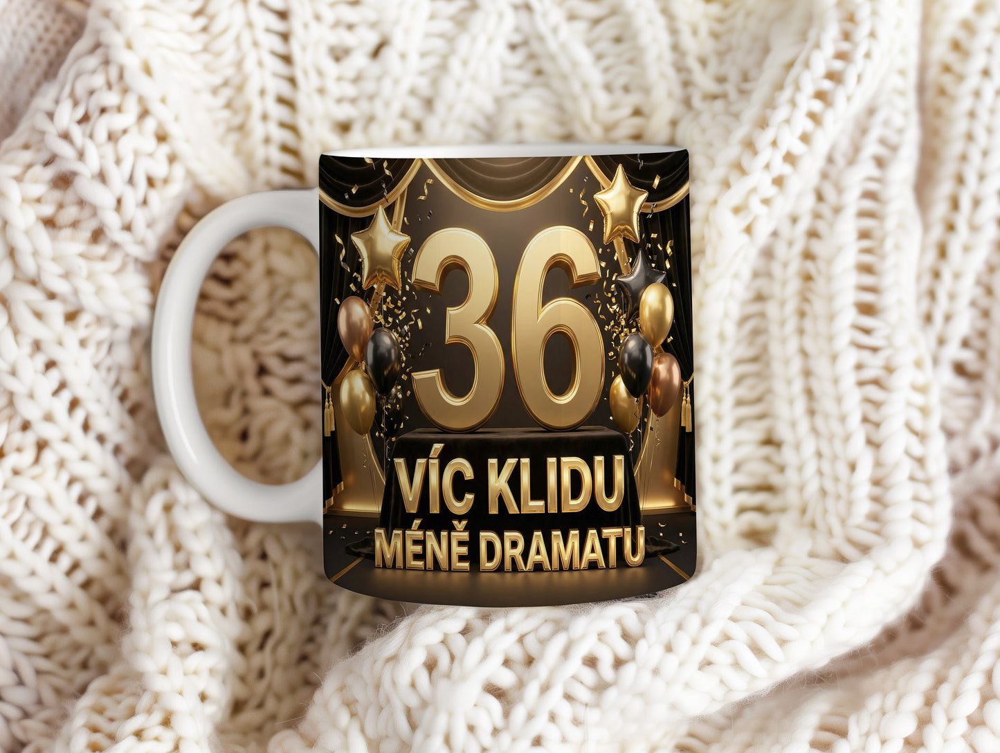 Narozeninový hrnek 36 let – VÍC KLIDU MÉNĚ DRAMATU