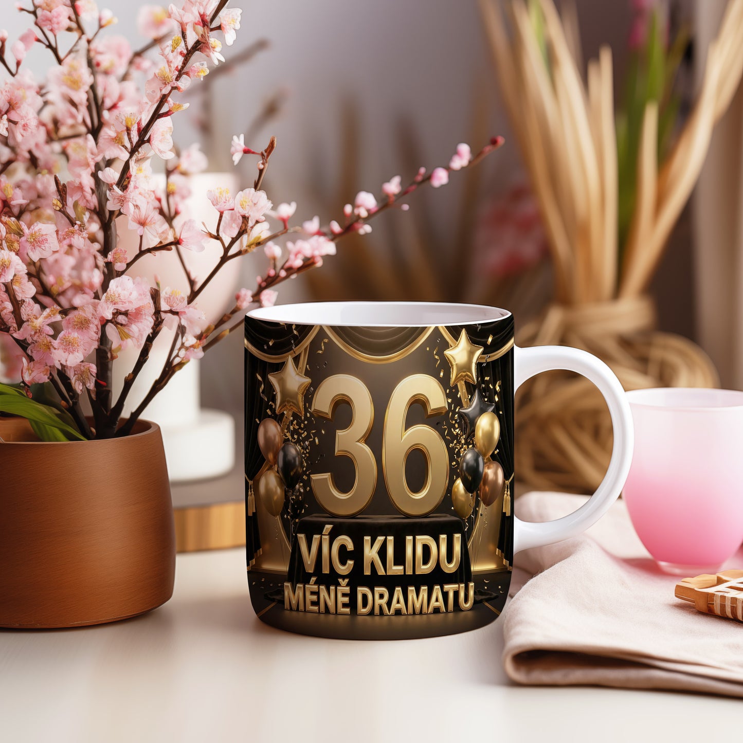 Narozeninový hrnek 36 let – VÍC KLIDU MÉNĚ DRAMATU