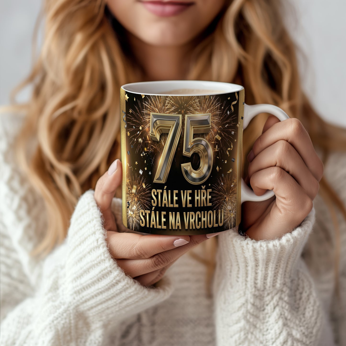 Narozeninový hrnek 75 let – STÁLE VE HŘE STÁLE NA VRCHOLU