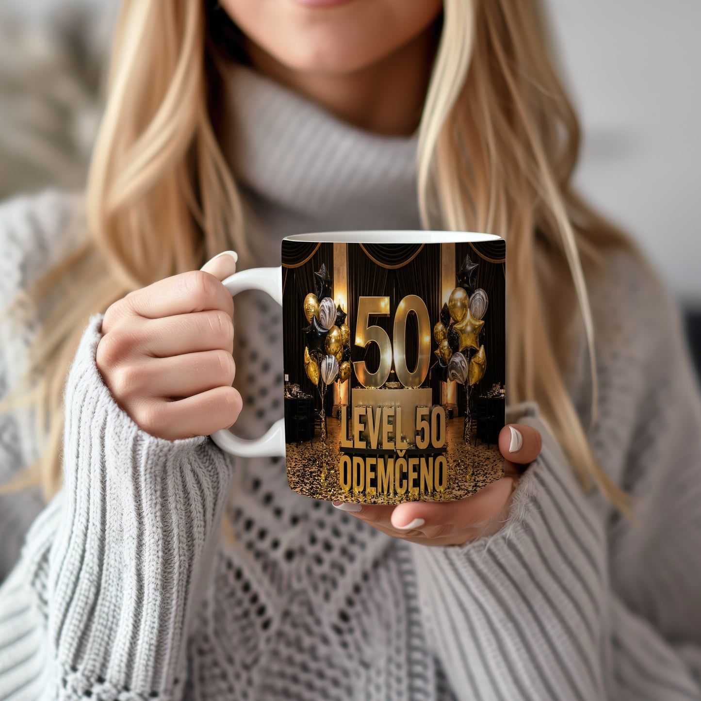 Narozeninový hrnek 50 let – LEVEL 50 ODEMČENO