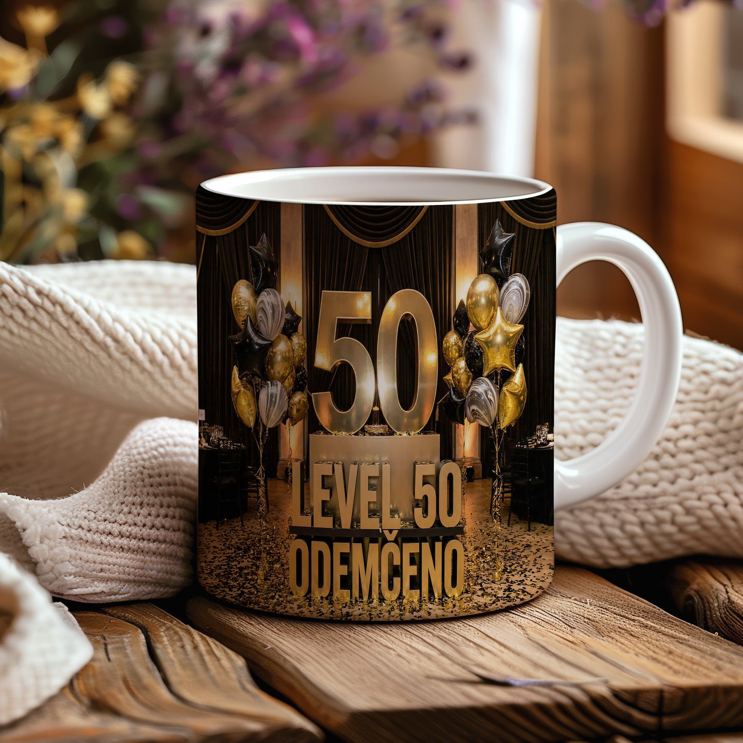 Narozeninový hrnek 50 let – LEVEL 50 ODEMČENO