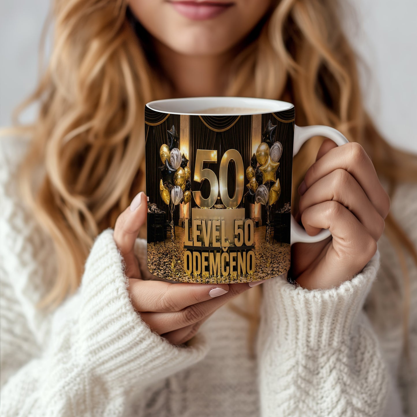 Narozeninový hrnek 50 let – LEVEL 50 ODEMČENO