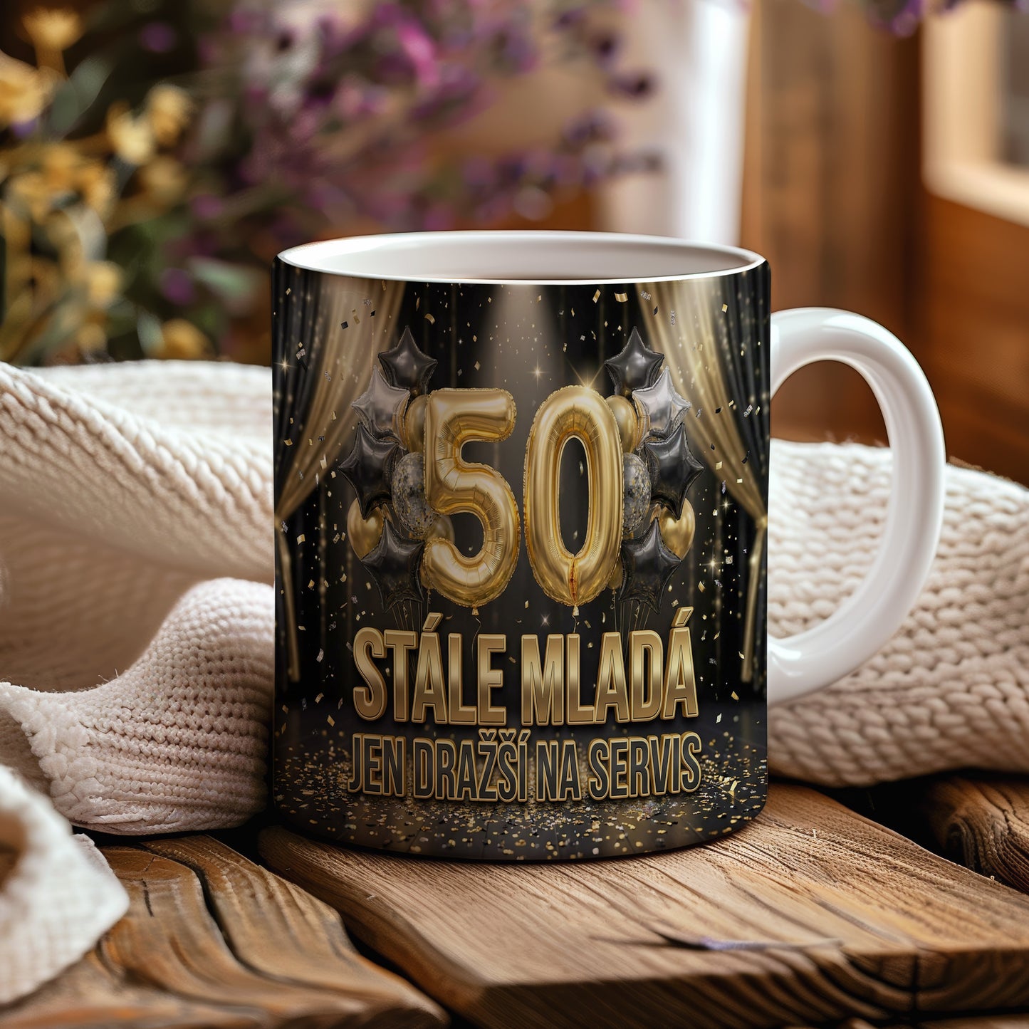 Narozeninový hrnek 50 let – STÁLE MLADÁ JEN DRAŽŠÍ NA SERVIS