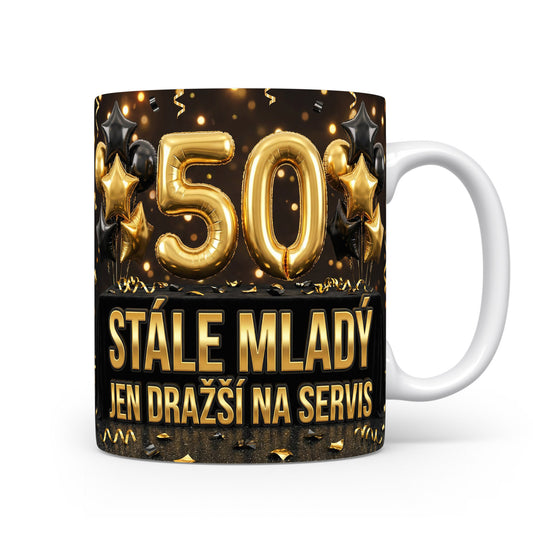 Hrnček s nápisem 50 stále mladý