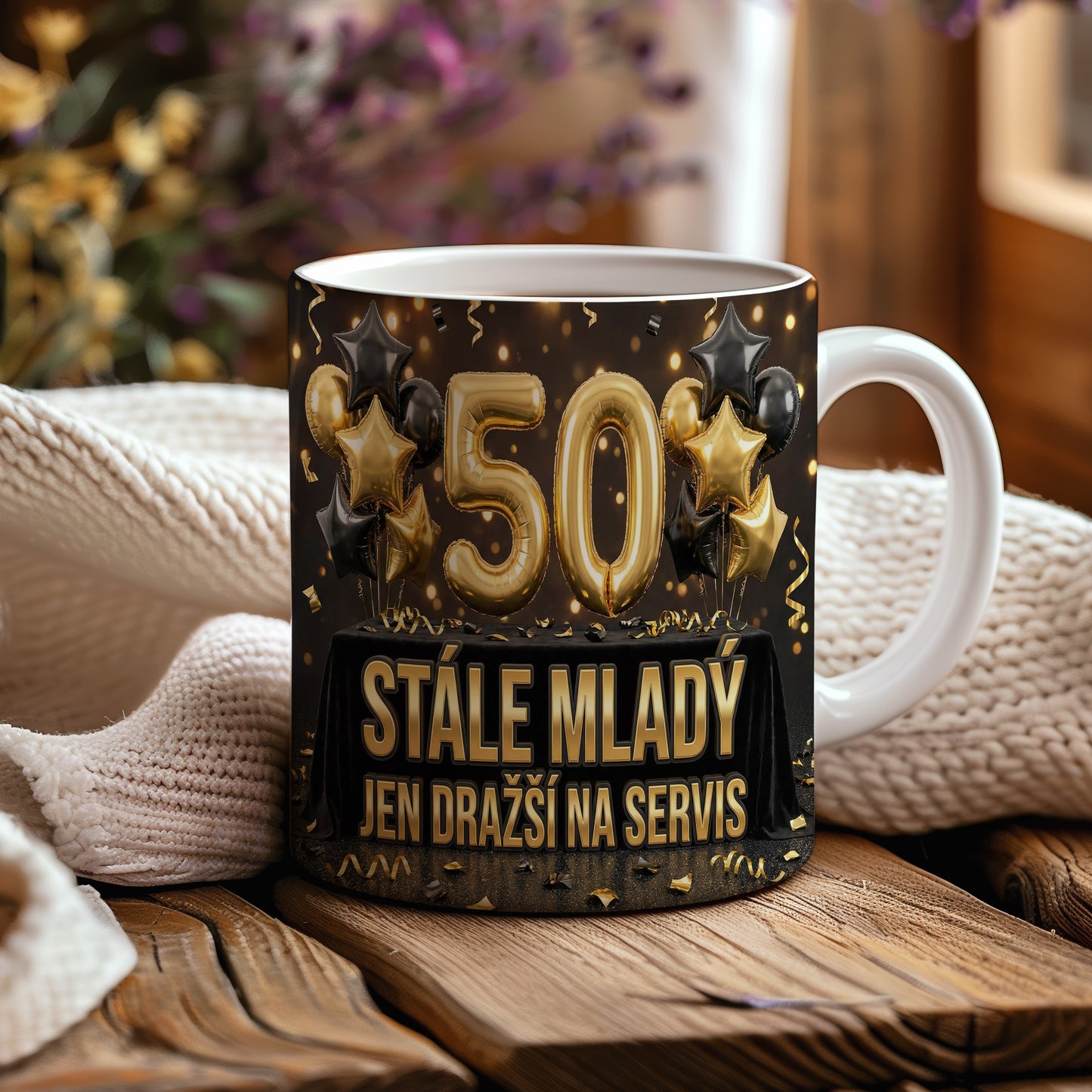 Narozeninový hrnek 50 let – STÁLE MLADÝ JEN DRAŽŠÍ NA SERVIS