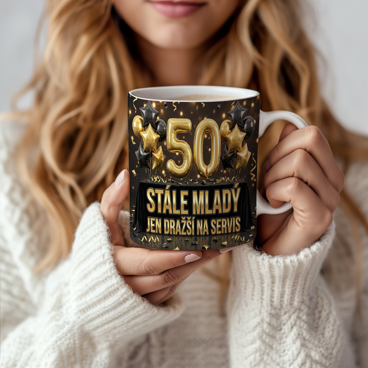 Narozeninový hrnek 50 let – STÁLE MLADÝ JEN DRAŽŠÍ NA SERVIS