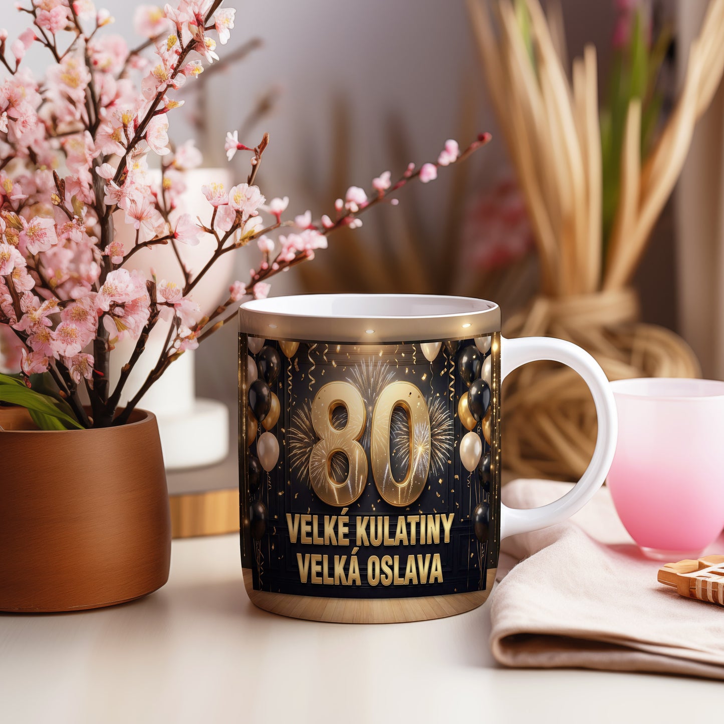 Narozeninový hrnek 80 let – VELKÉ KULATINY VELKÁ OSLAVA
