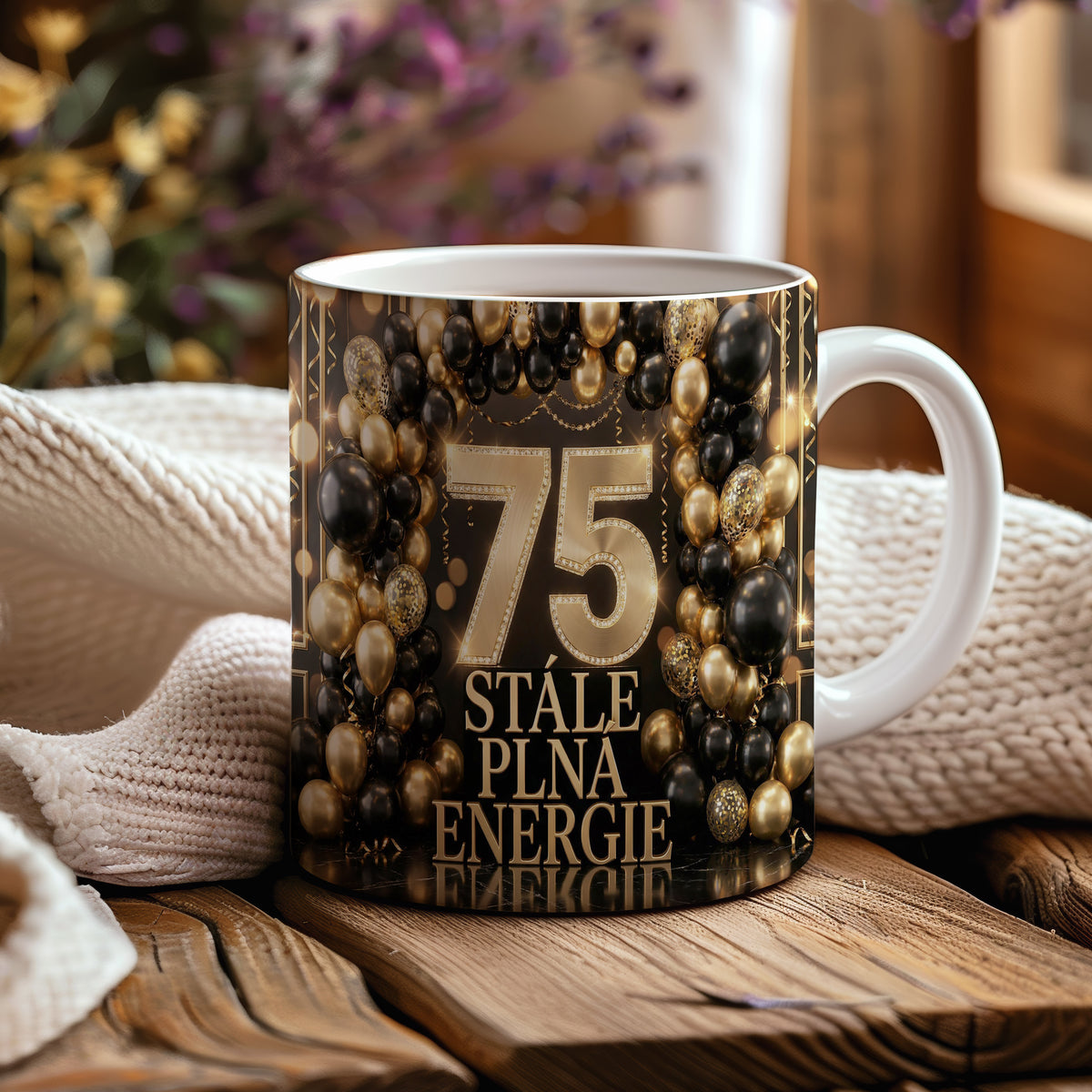 Narozeninový hrnek 75 let – STÁLE PLNÁ ENERGIE