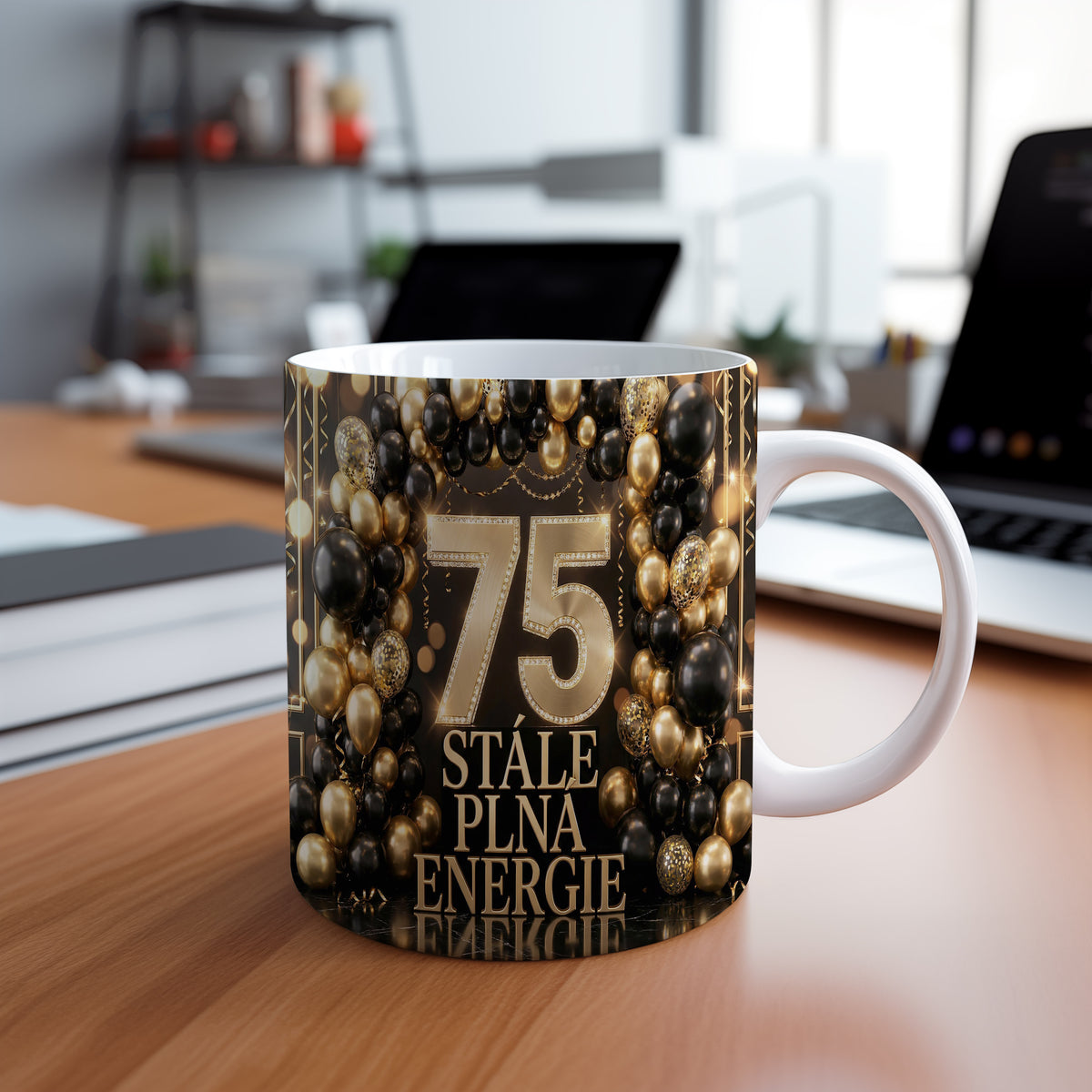 Narozeninový hrnek 75 let – STÁLE PLNÁ ENERGIE