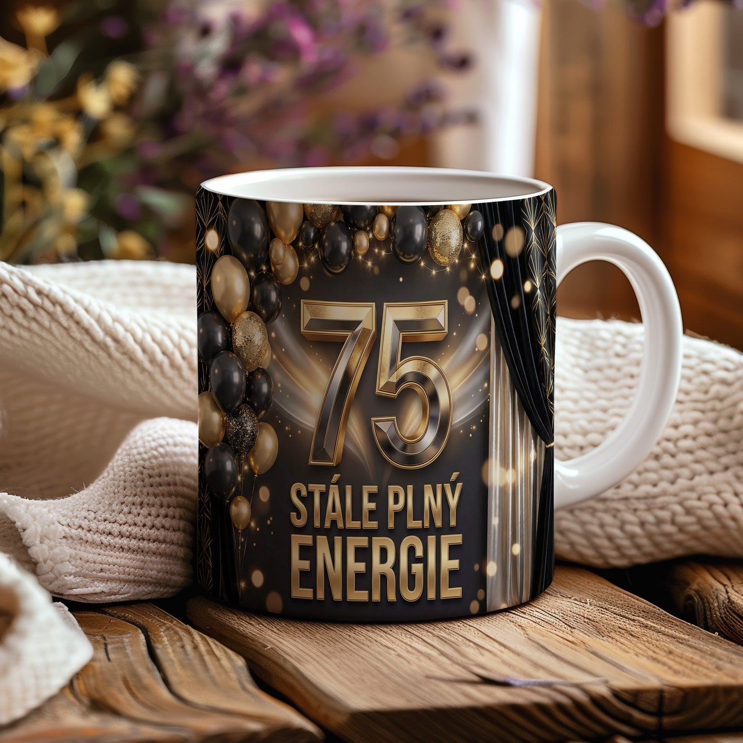 Narozeninový hrnek 75 let – STÁLE PLNÝ ENERGIE