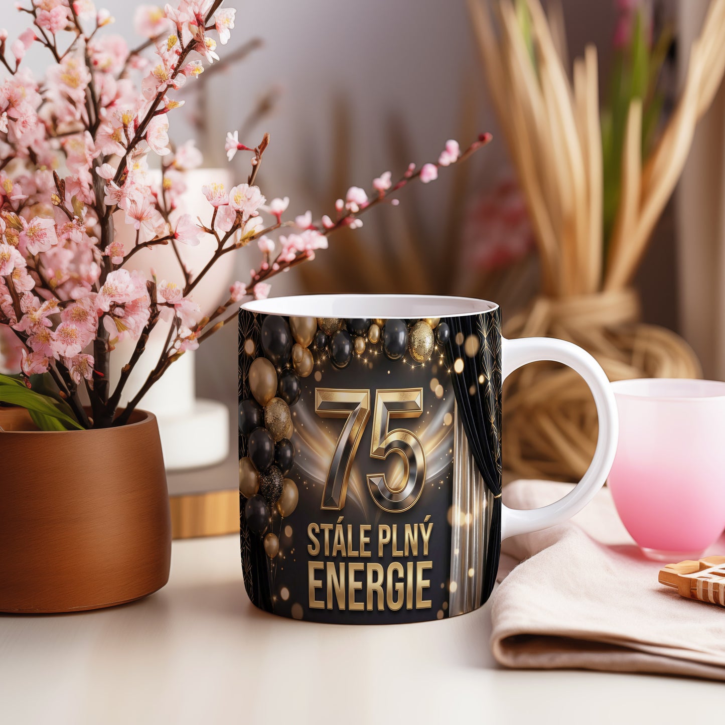 Narozeninový hrnek 75 let – STÁLE PLNÝ ENERGIE