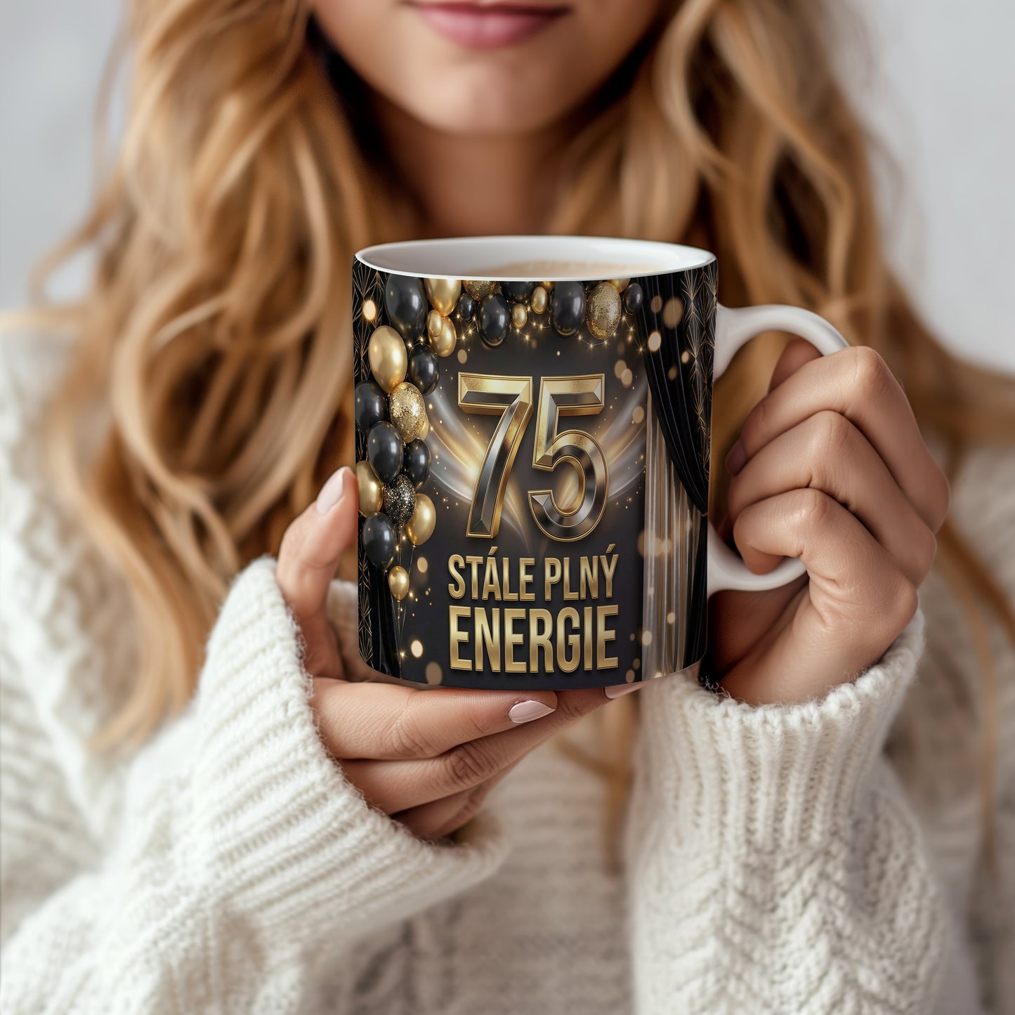 Narozeninový hrnek 75 let – STÁLE PLNÝ ENERGIE