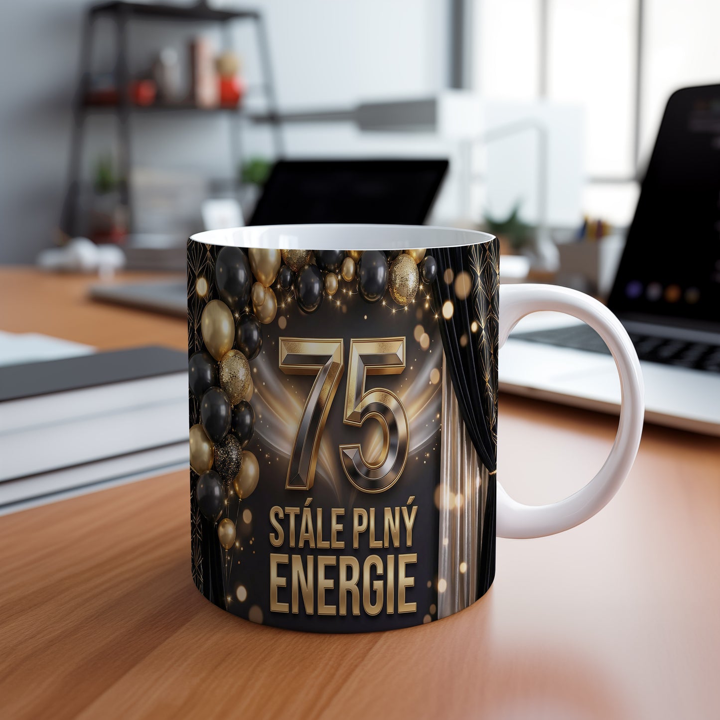 Narozeninový hrnek 75 let – STÁLE PLNÝ ENERGIE