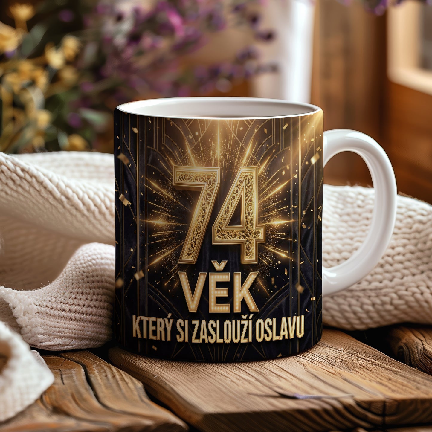 Narozeninový hrnek 74 let – VĚK, KTERÝ SI ZASLOUŽÍ OSLAVU