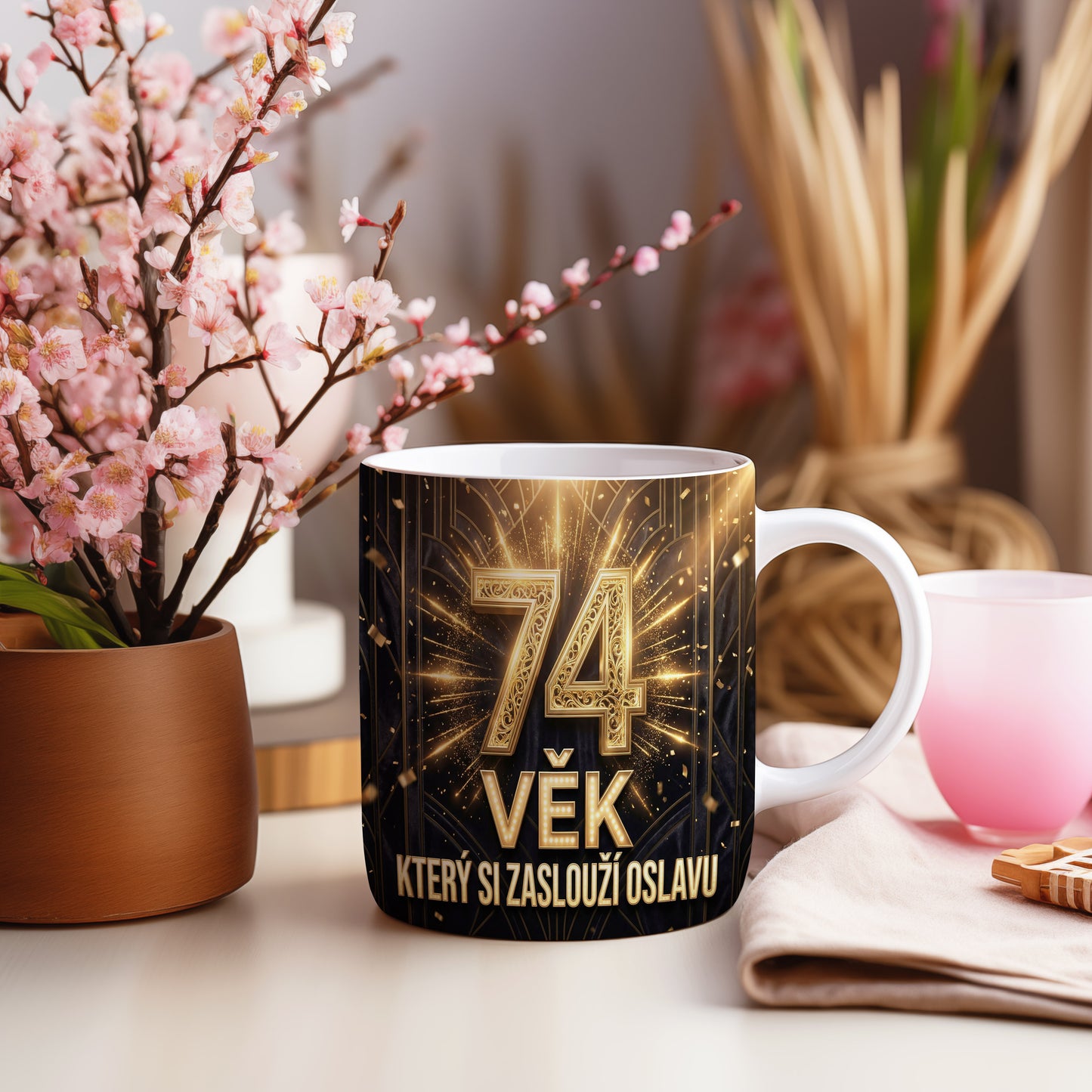 Narozeninový hrnek 74 let – VĚK, KTERÝ SI ZASLOUŽÍ OSLAVU