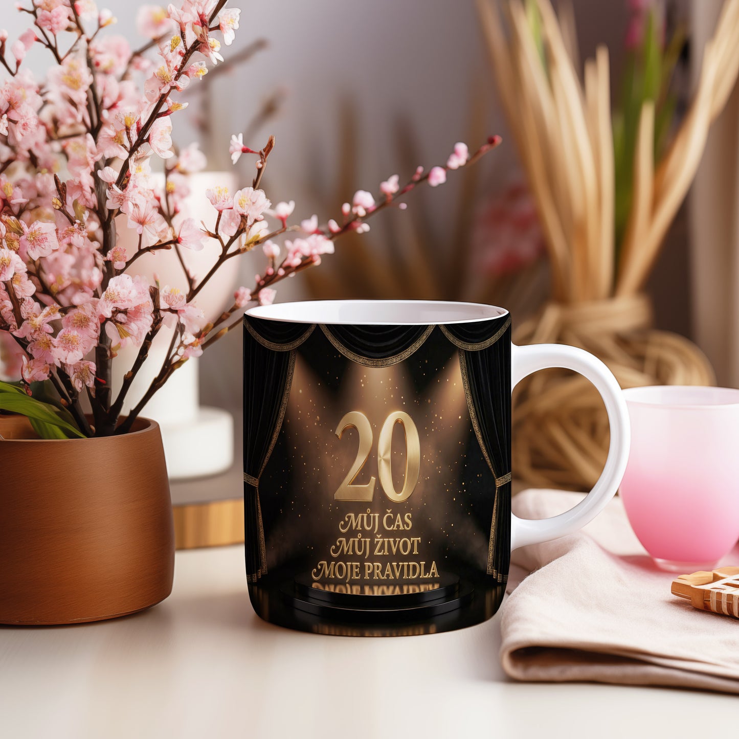 Narozeninový hrnek 20 let – MŮJ ČAS MŮJ ŽIVOT MOJE PRAVIDLA