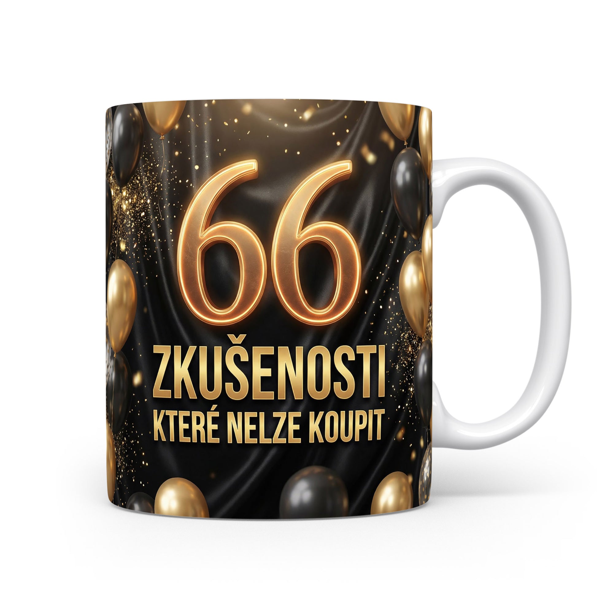 Hrnček s číslem 66 a nápisem ZKUŠENOSTI, KTERÉ NELZE KOUPIT