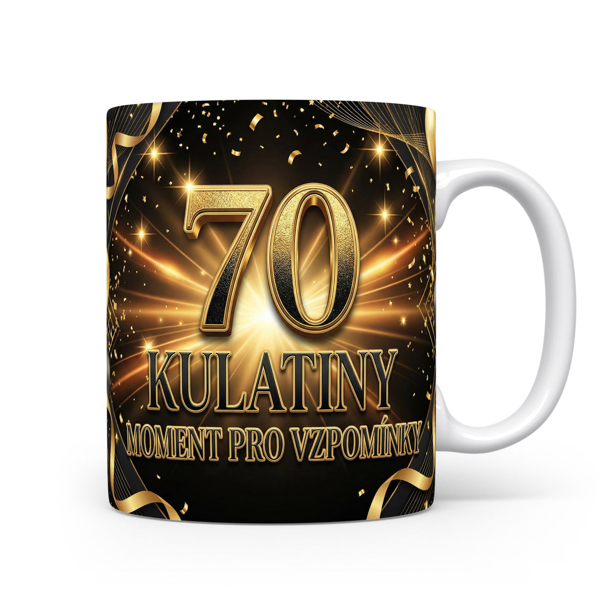 Hrnček s nápisem 70 kulatiny moment pro vzpomínky