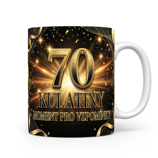 Hrnček s nápisem 70 kulatiny moment pro vzpomínky